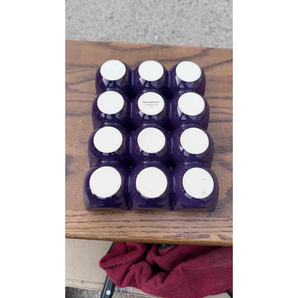 Rachael Ray Purple Stoneware Egg Tray Holder 12 Slot Kitchen Organizer‎